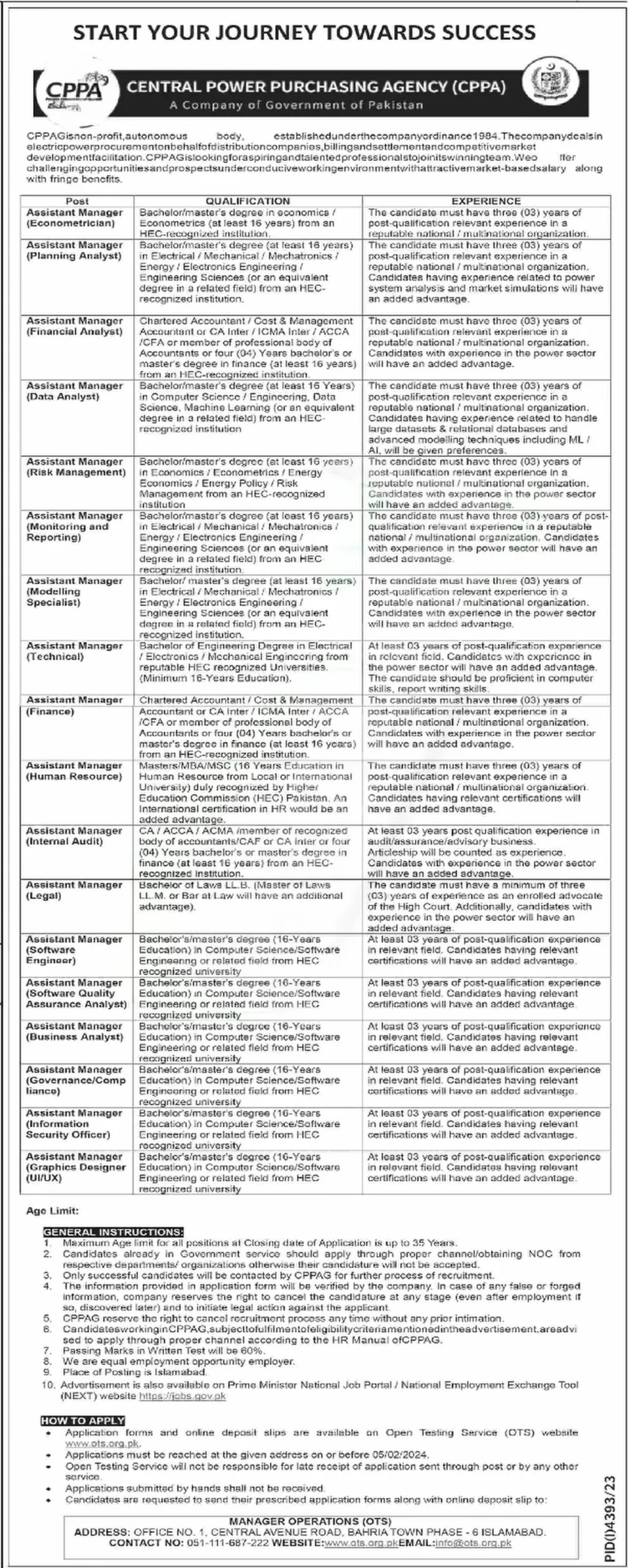 CPPA Jobs 2024 Central Power Purchasing Agency OTS Online Application Form