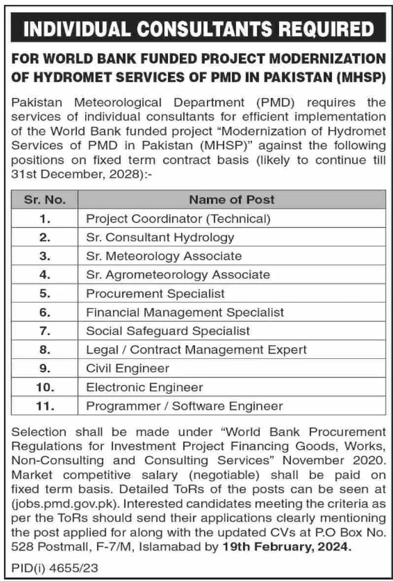 Pakistan Meteorological Department PMD Jobs 2024| Apply Online