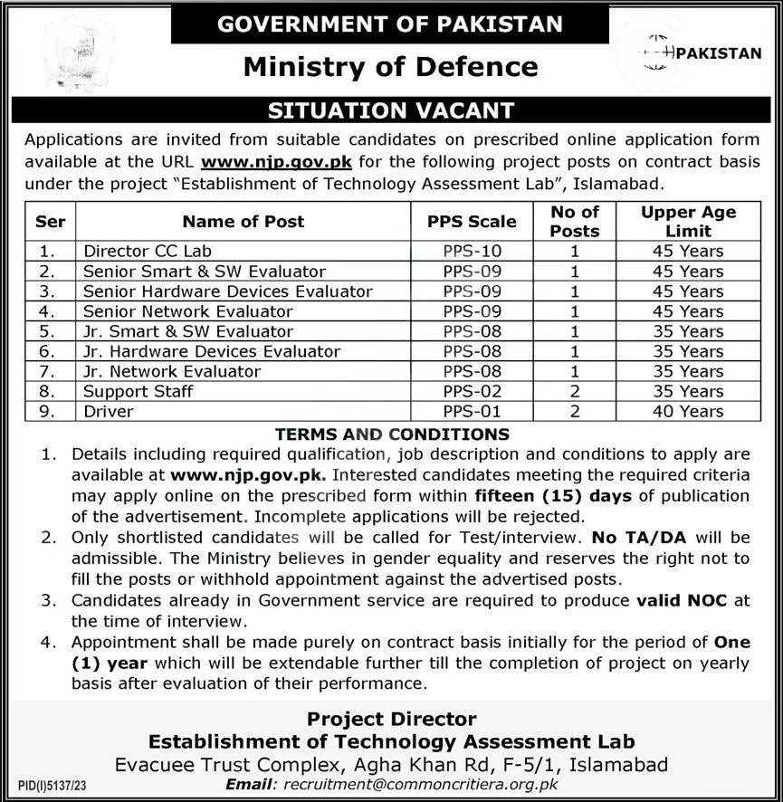 Ministry of Defence Jobs Advertisement 2024